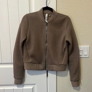 Also Yoga Perforated Bomber Jacket Taupe